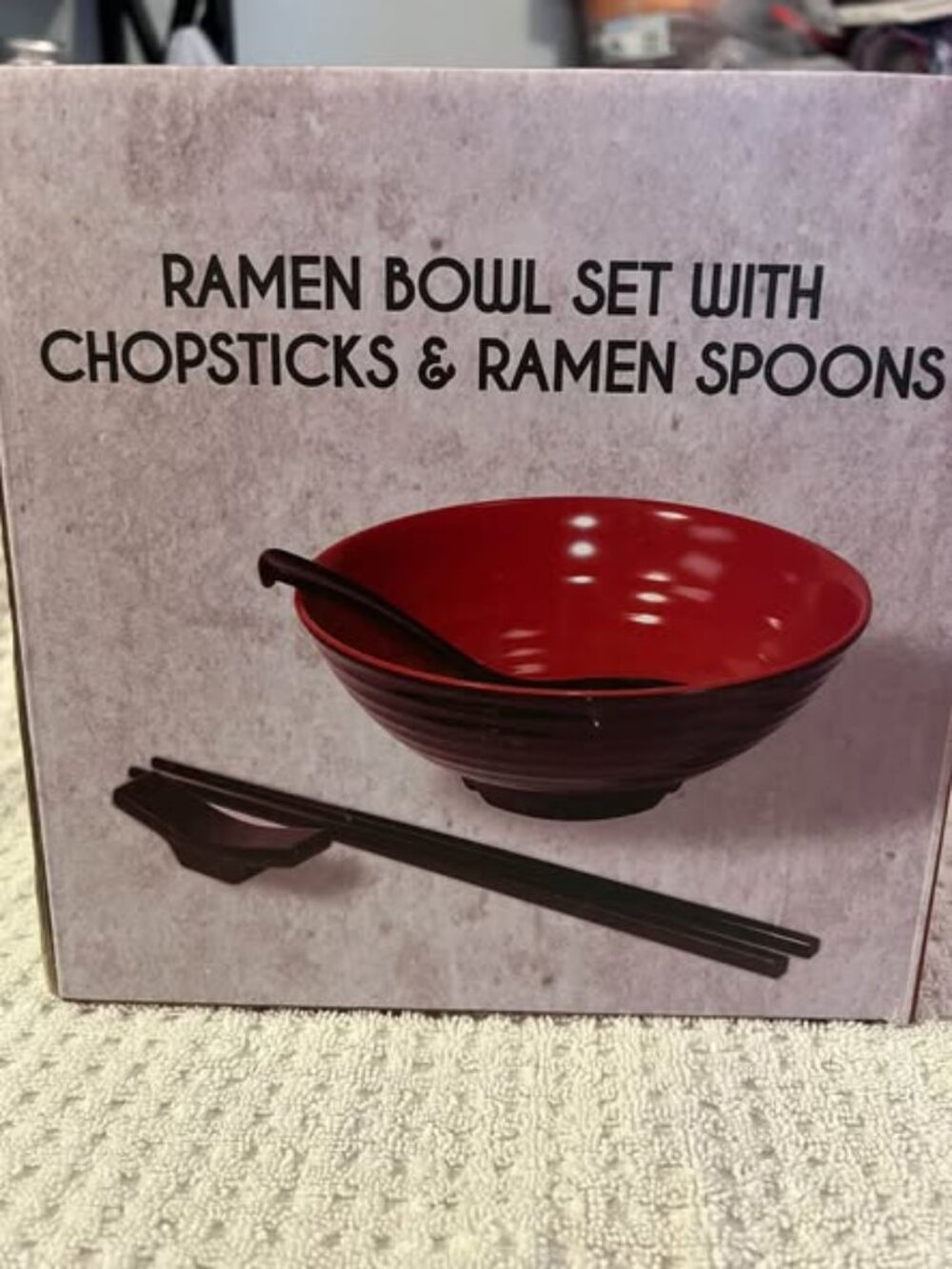 🐻NIB - Red and Black Raman Noodle Bowl Set - 2 Bowls etc…